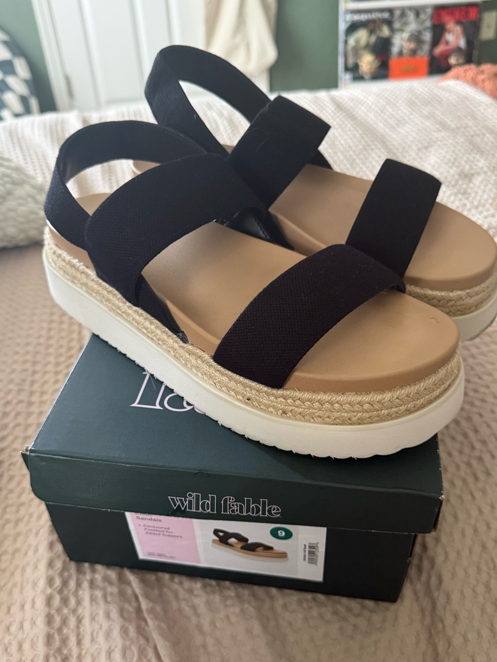 wild fable Black Elastic Strap Platform Sandals
